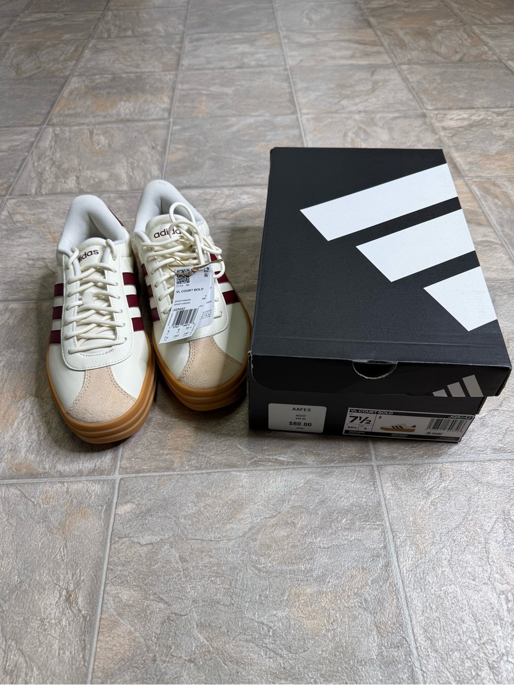 Addias VL Court Bold Women’s Shoe Size 7.5 Cream JQ5642 NWT